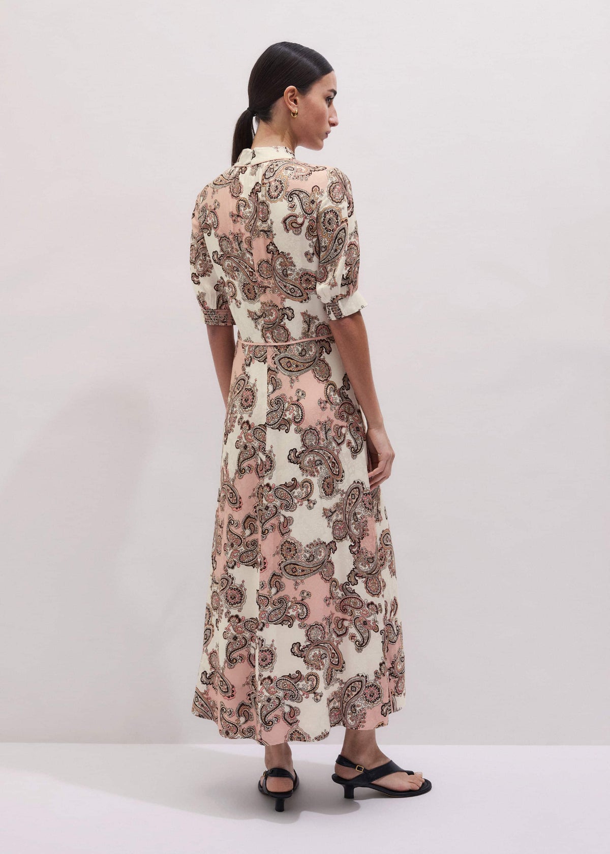 Pink Paisley Print Fit + Flare Maxi Dress | ME+EM Clothing