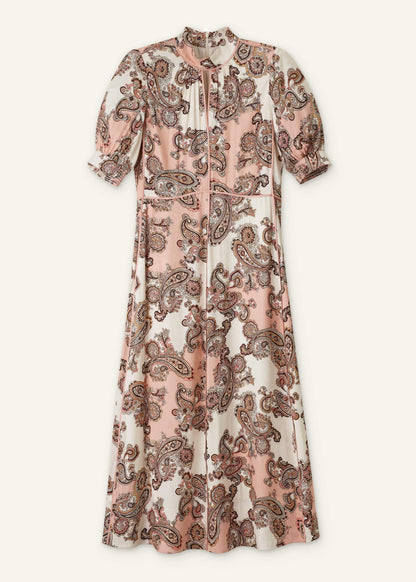 Pink Paisley Print Fit + Flare Maxi Dress | ME+EM Clothing