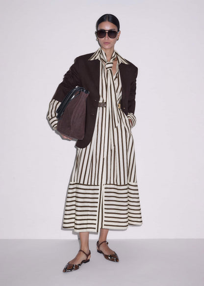 Cream Spring Stripe Maxi Dress + Belt | ME+EM Clothing