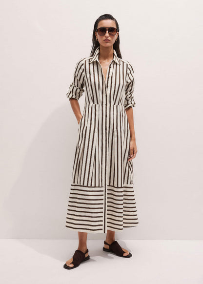 Cream Spring Stripe Maxi Dress + Belt | ME+EM Clothing