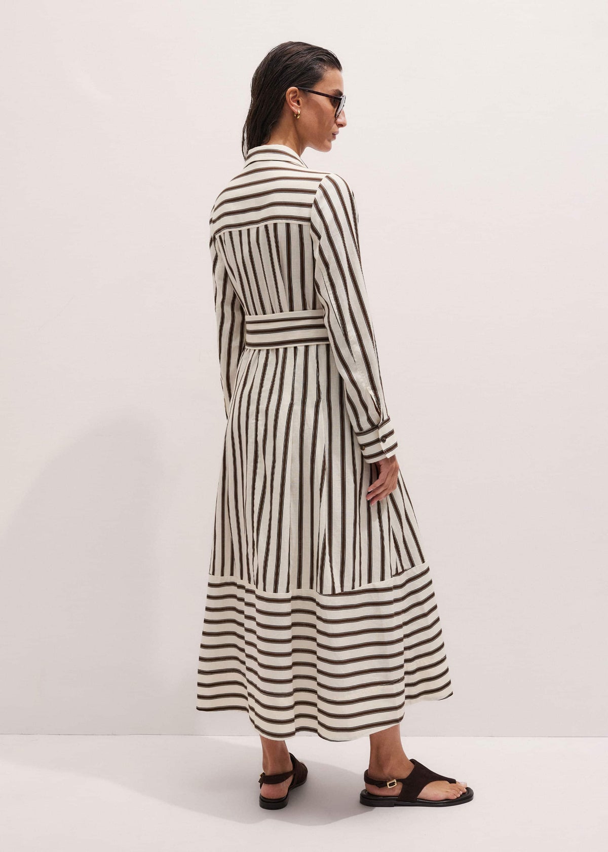 Cream Spring Stripe Maxi Dress + Belt | ME+EM Clothing