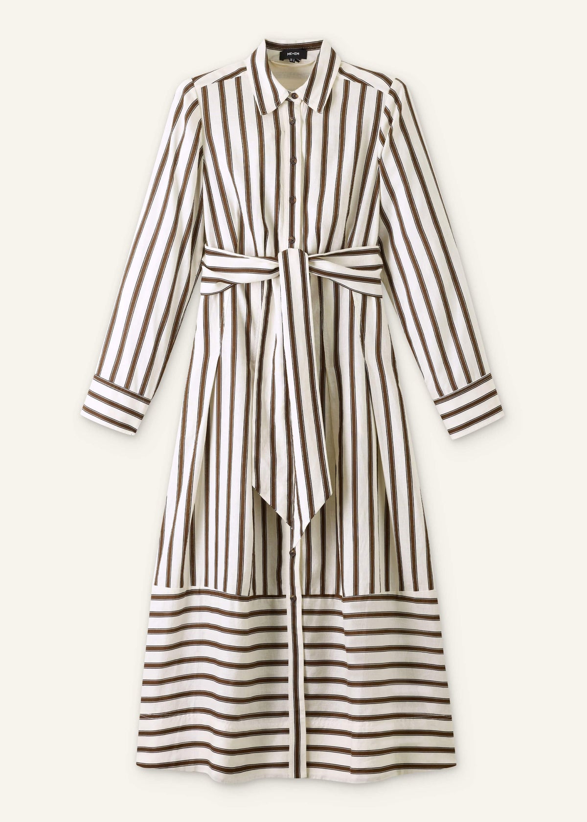 Cream Spring Stripe Maxi Dress + Belt | ME+EM Clothing