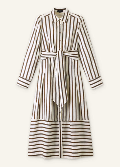 Cream Spring Stripe Maxi Dress + Belt | ME+EM Clothing