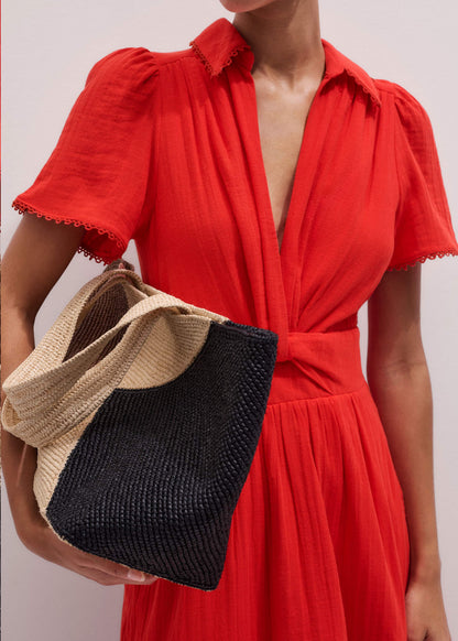 Red Cheesecloth Twist Detail Fit + Flare Maxi Dress | ME+EM Clothing