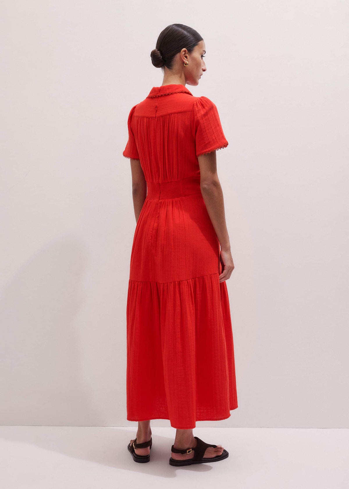 Red Cheesecloth Twist Detail Fit + Flare Maxi Dress | ME+EM Clothing