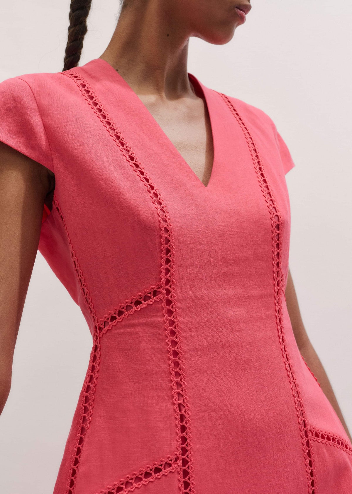 Pink Crease-Less Linen Embroidered Maxi Dress | ME+EM Clothing