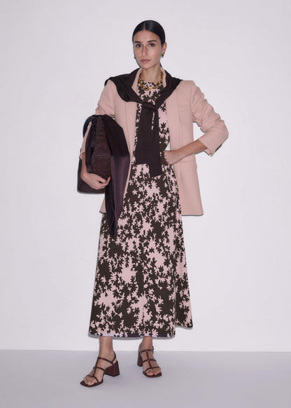 Pink Speckled Bloom Print Contour Maxi Dress | ME+EM Clothing