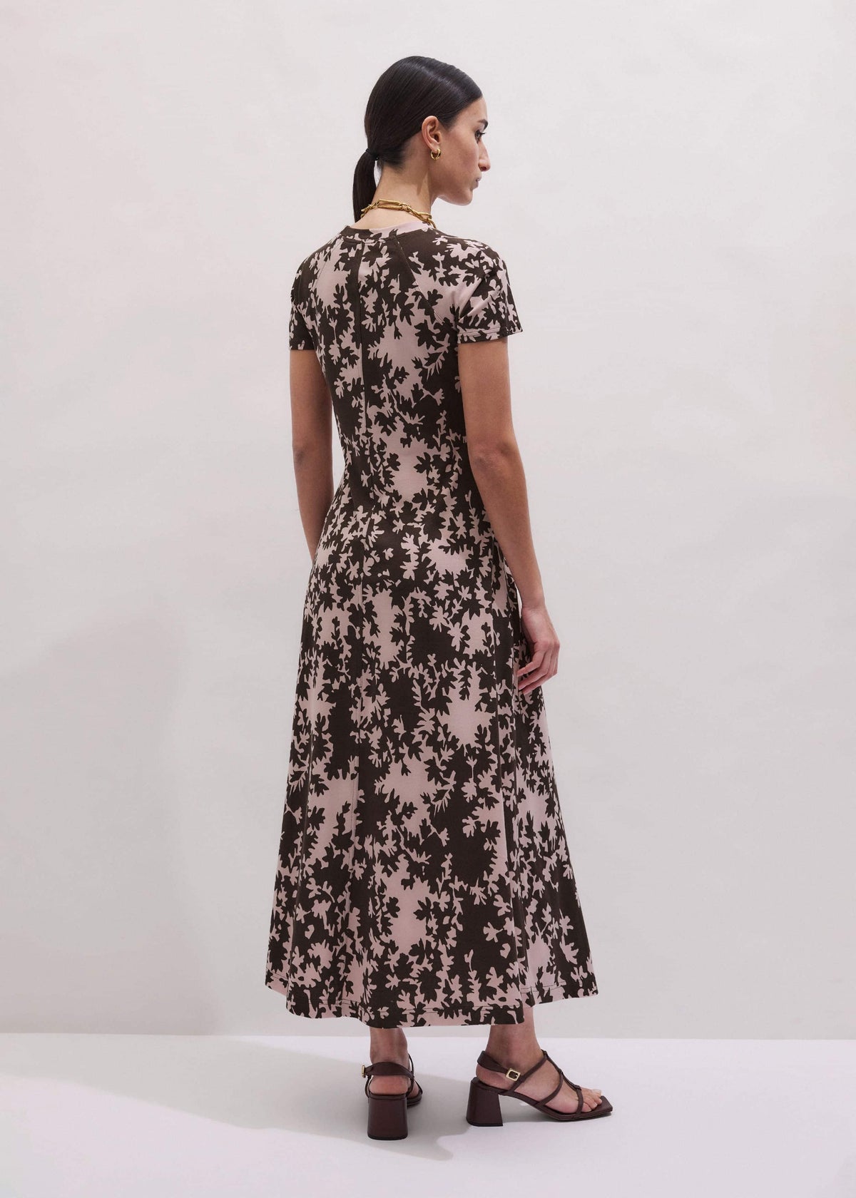 Pink Speckled Bloom Print Contour Maxi Dress | ME+EM Clothing