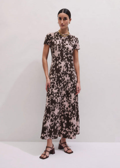 Pink Speckled Bloom Print Contour Maxi Dress | ME+EM Clothing
