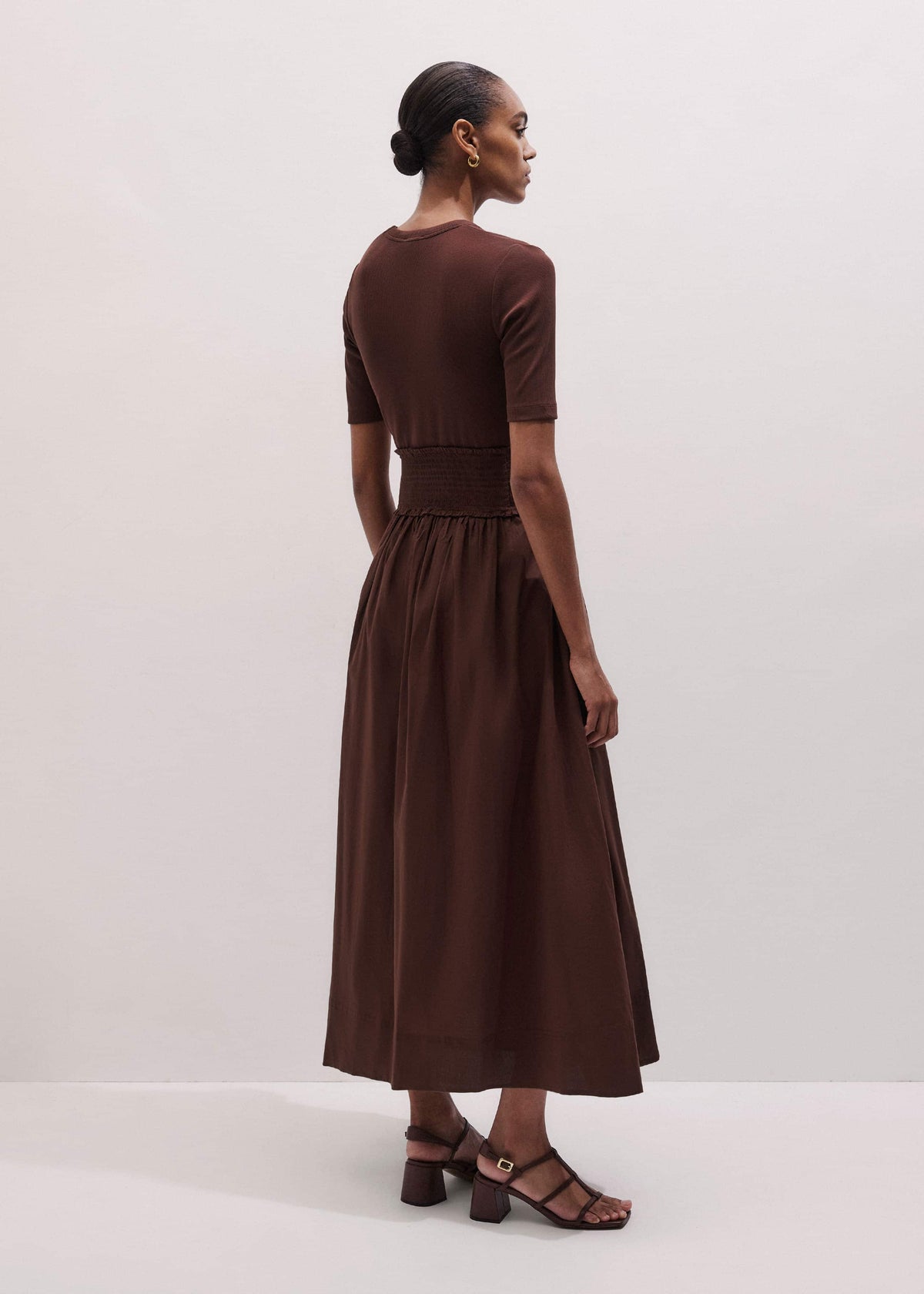 Cinnamon V-Neck Smocked Skirt Mixed Media Maxi Dress | ME+EM Clothing