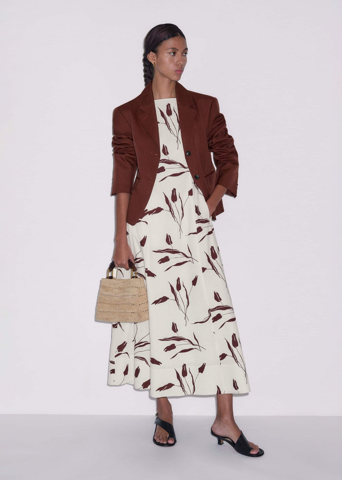 Cream Crease-Less Linen Fit + Flare Maxi Dress | ME+EM Clothing