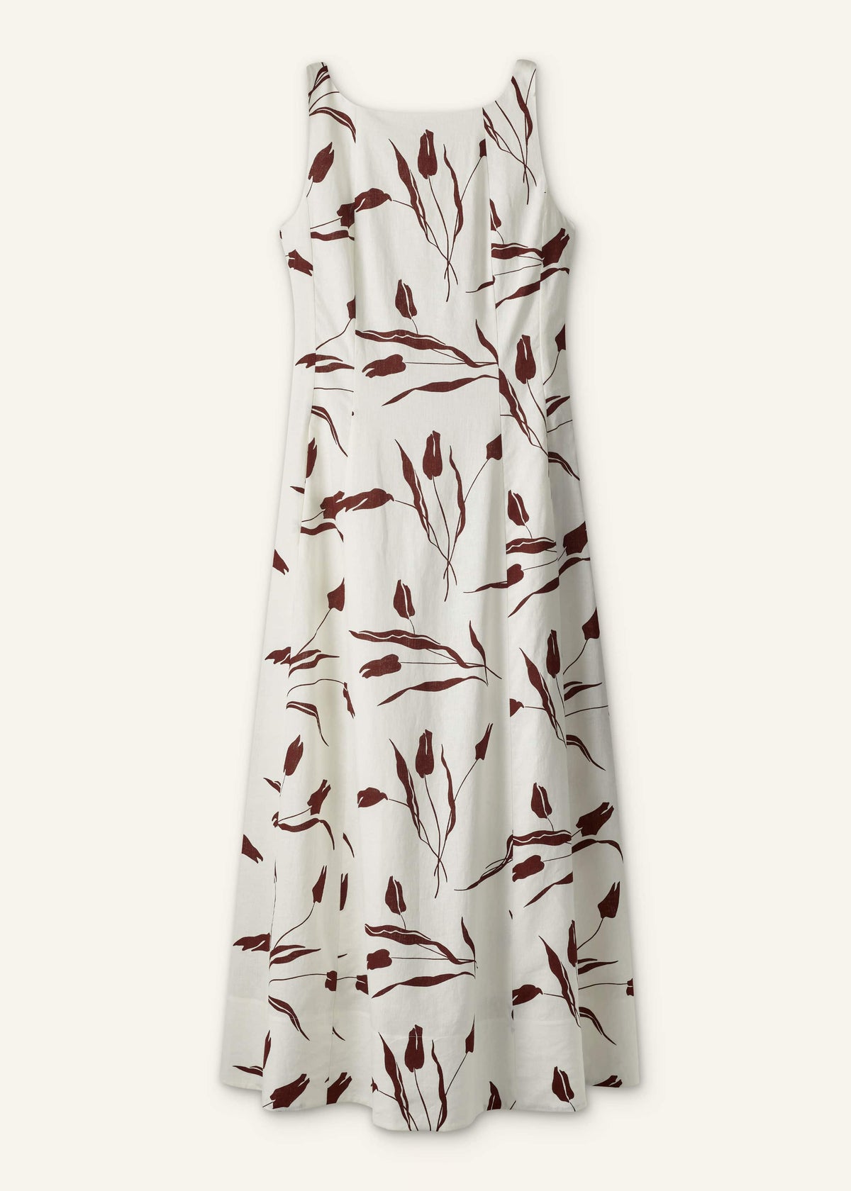 Cream Crease-Less Linen Fit + Flare Maxi Dress | ME+EM Clothing