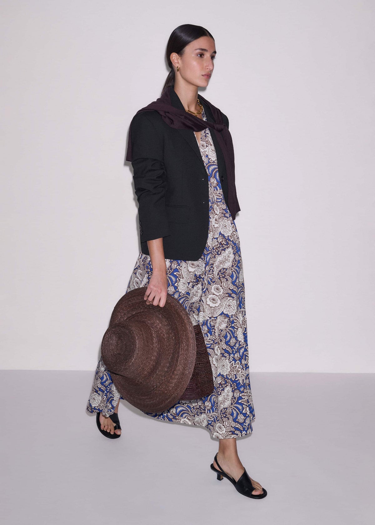 Blue Elaborate Botanical Tiered Maxi Dress | ME+EM Clothing