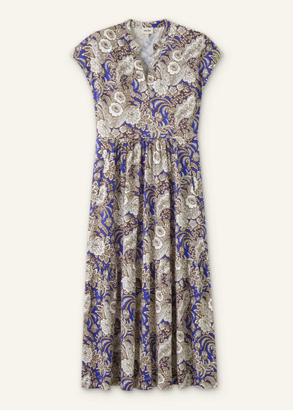 Blue Elaborate Botanical Tiered Maxi Dress | ME+EM Clothing