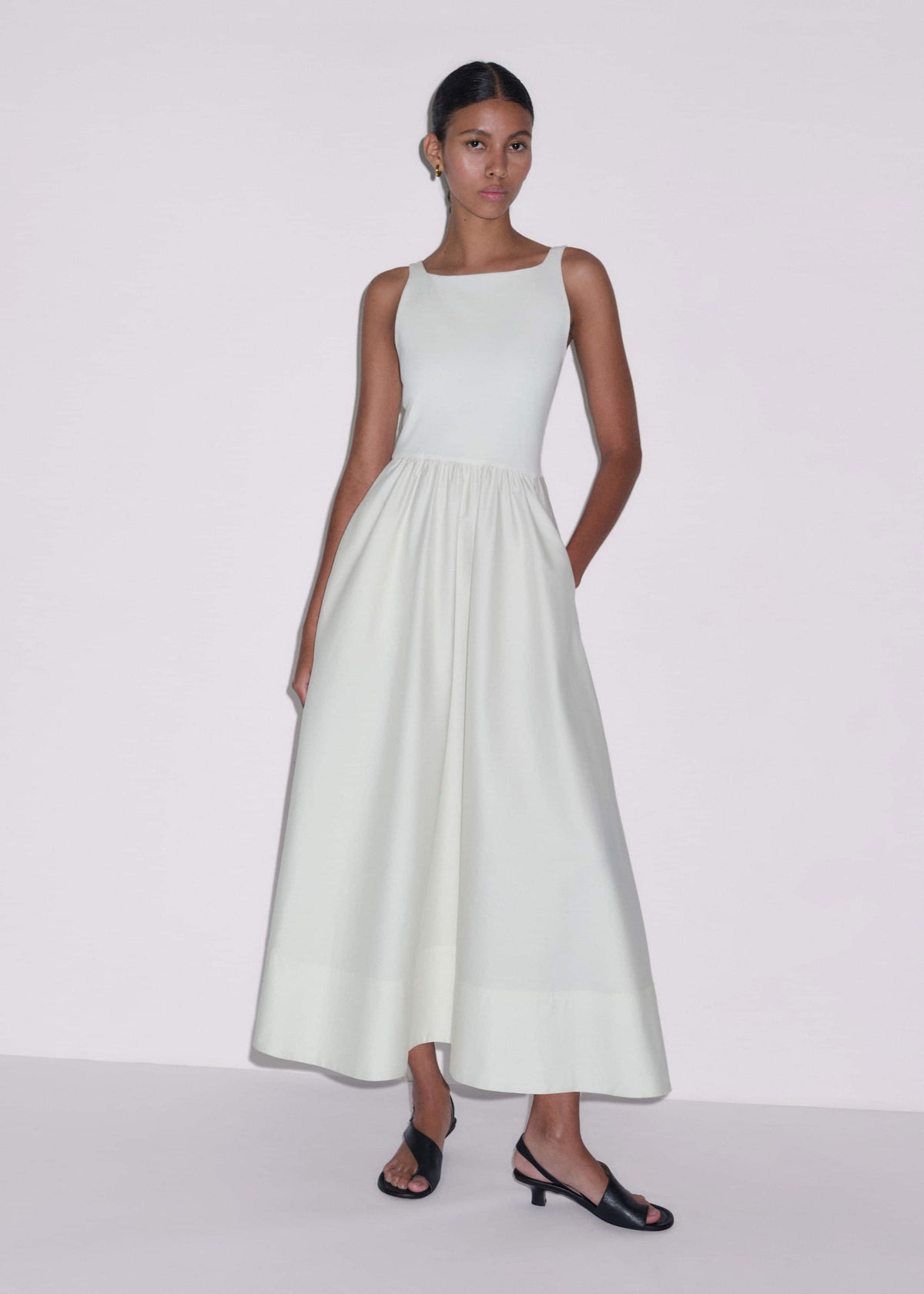 Cream Fit + Flare Maxi Dress | ME+EM Clothing