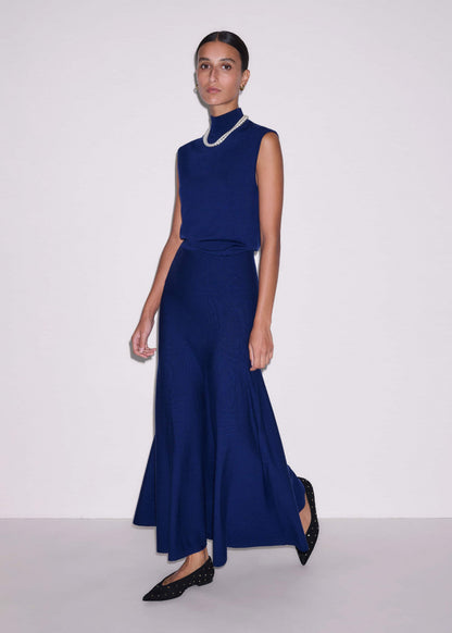 Blue High Neck Knit Maxi Dress + Layering Top | ME+EM Clothing