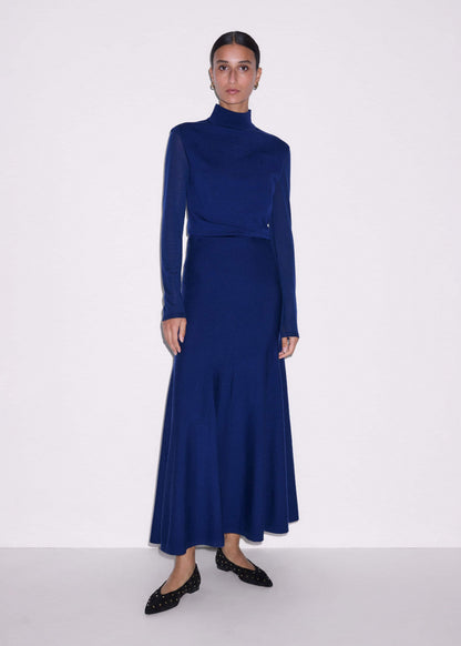 Blue High Neck Knit Maxi Dress + Layering Top | ME+EM Clothing