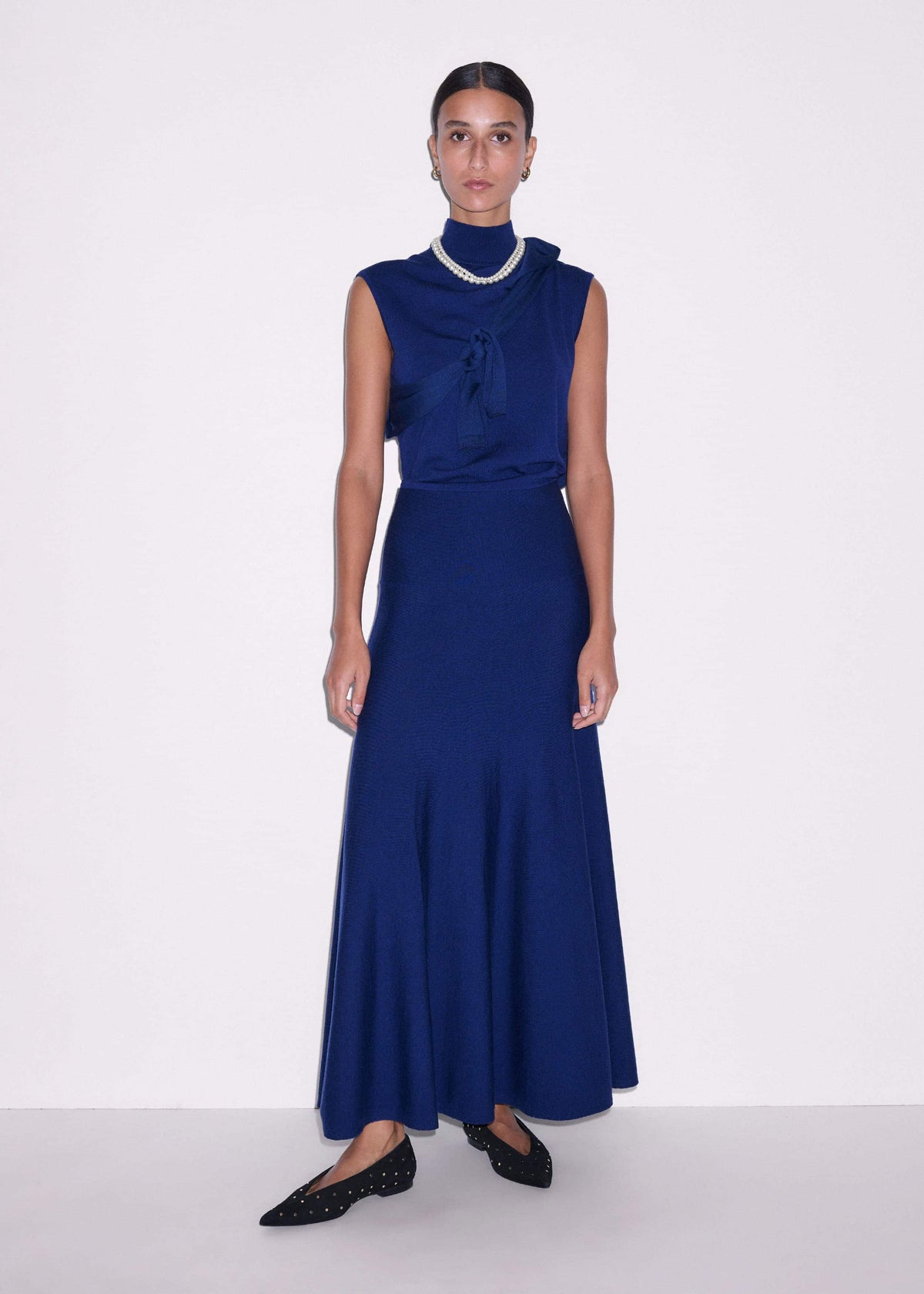 Blue High Neck Knit Maxi Dress + Layering Top | ME+EM Clothing