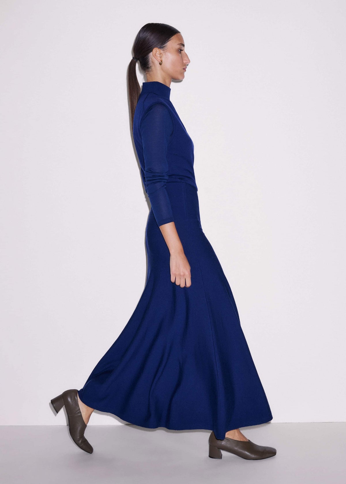 Blue High Neck Knit Maxi Dress + Layering Top | ME+EM Clothing