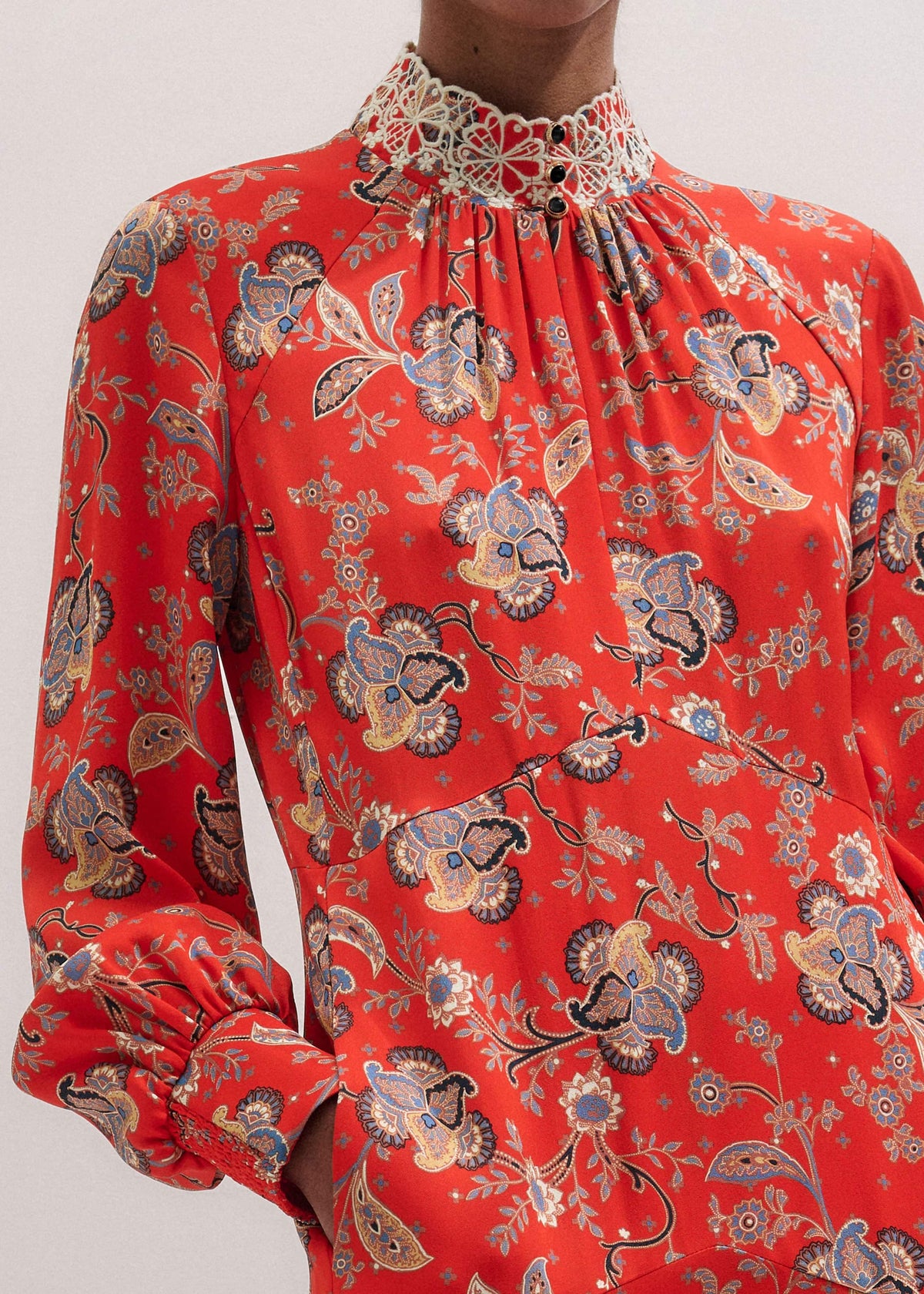 Orange Fit + Flare Ornate Paisley Print Maxi Dress | ME+EM Clothing