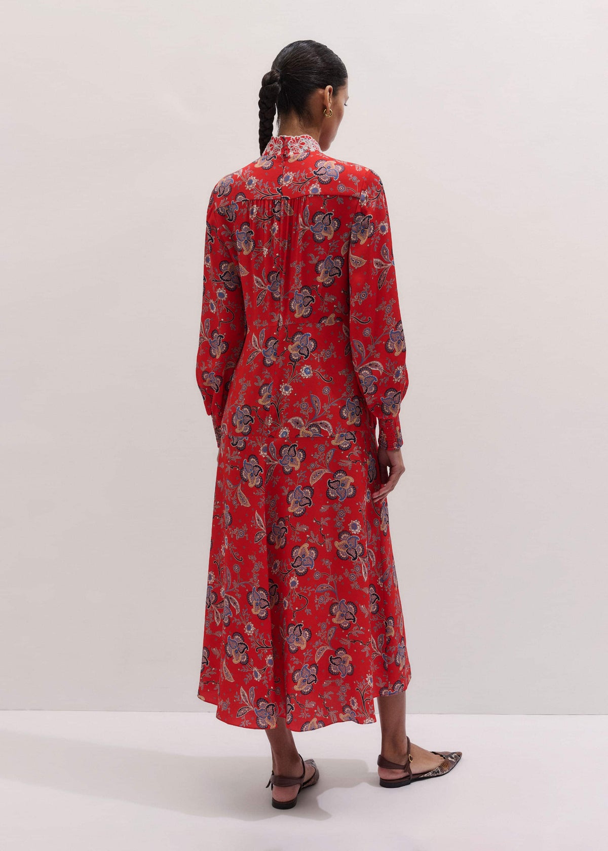 Orange Fit + Flare Ornate Paisley Print Maxi Dress | ME+EM Clothing