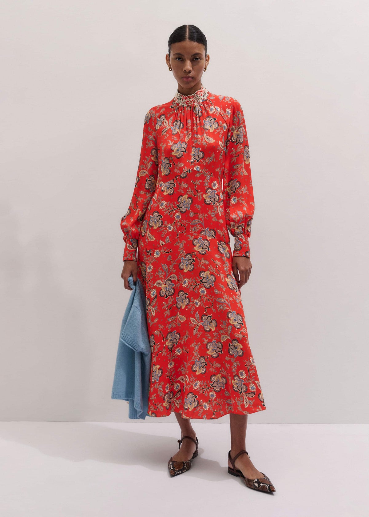 Orange Fit + Flare Ornate Paisley Print Maxi Dress | ME+EM Clothing