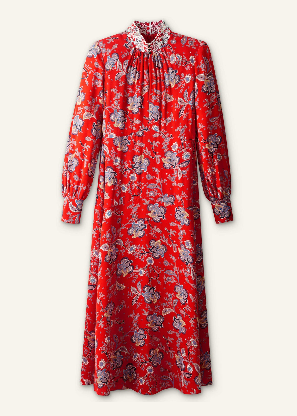Orange Fit + Flare Ornate Paisley Print Maxi Dress | ME+EM Clothing