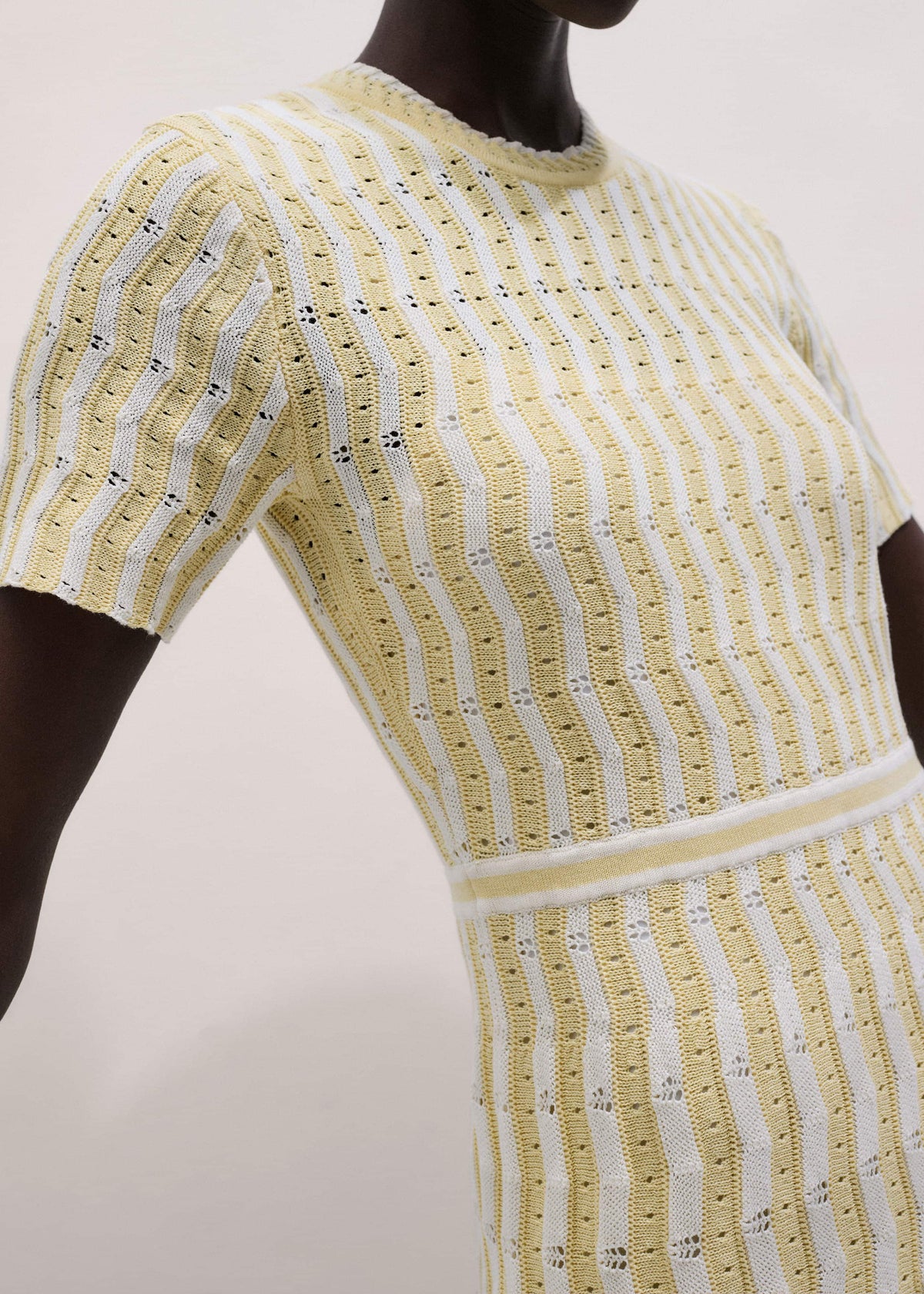 Yellow Textured Pointelle Stripe Knit Maxi Dress | ME+EM Clothing