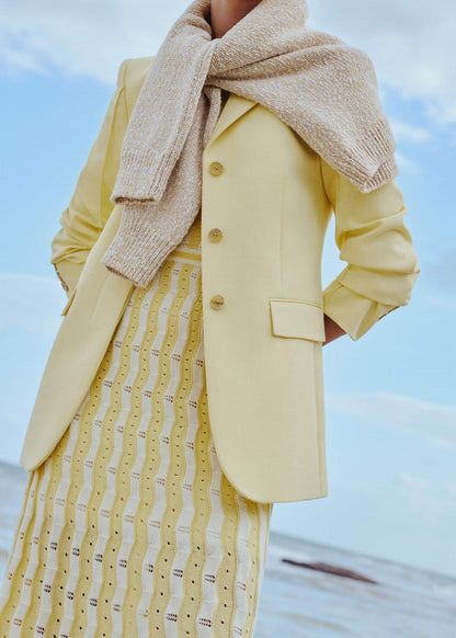 Yellow Textured Pointelle Stripe Knit Maxi Dress | ME+EM Clothing
