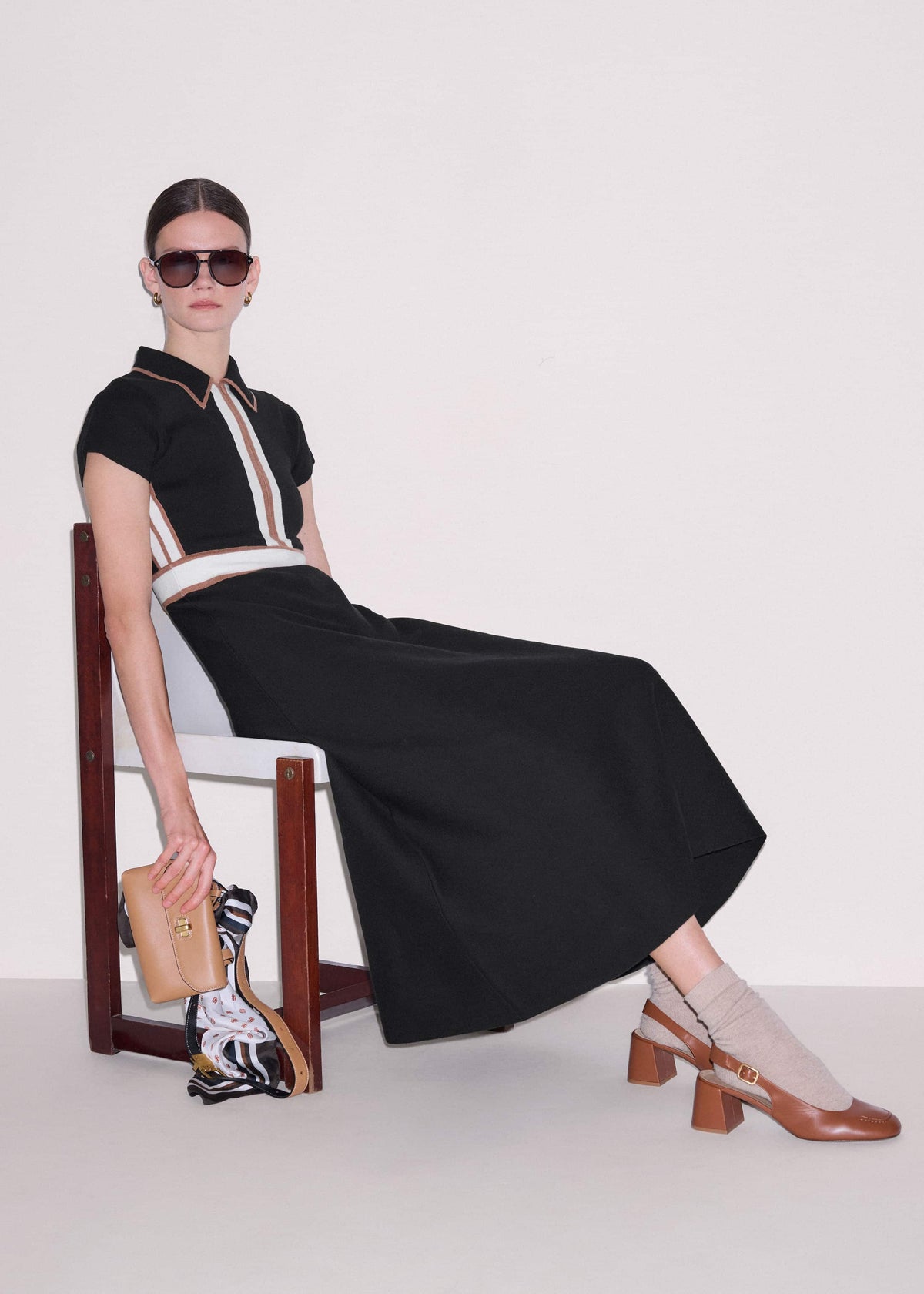 Black Milano Knit Collared Maxi Dress | ME+EM Clothing