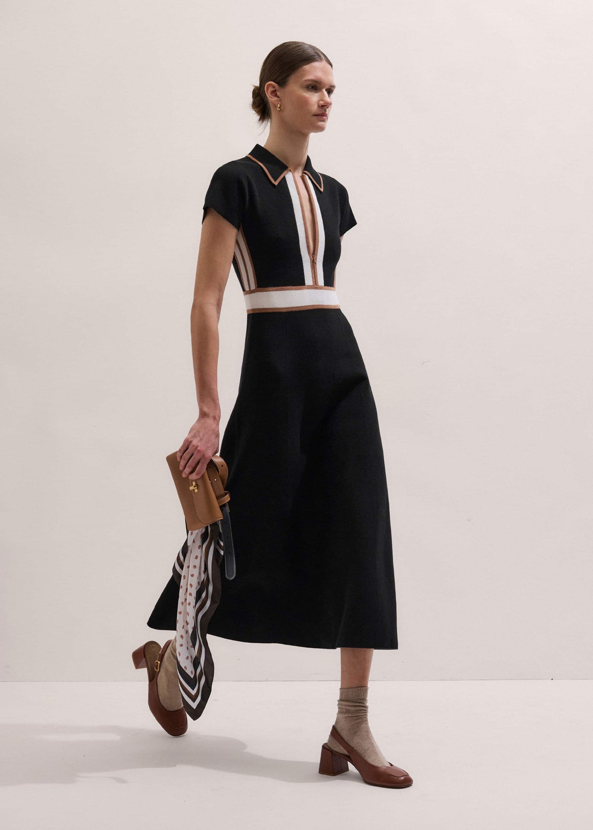 Black Milano Knit Collared Maxi Dress | ME+EM Clothing
