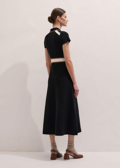 Black Milano Knit Collared Maxi Dress | ME+EM Clothing