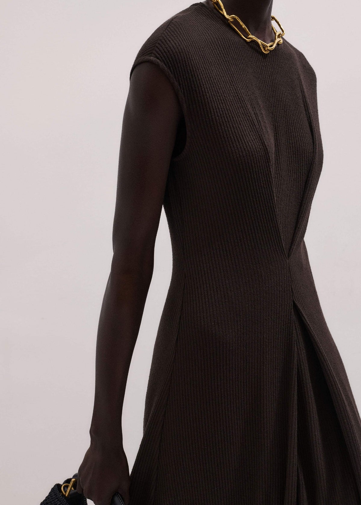 Brown Draped Waist Clever Pleat Maxi Dress | ME+EM Clothing
