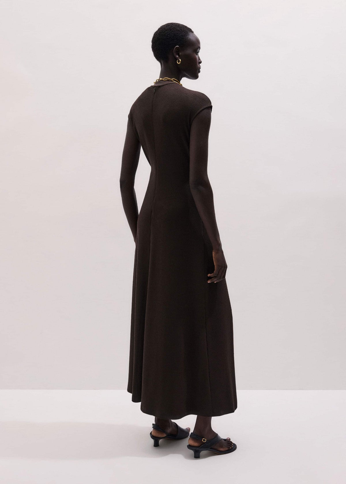 Brown Draped Waist Clever Pleat Maxi Dress | ME+EM Clothing
