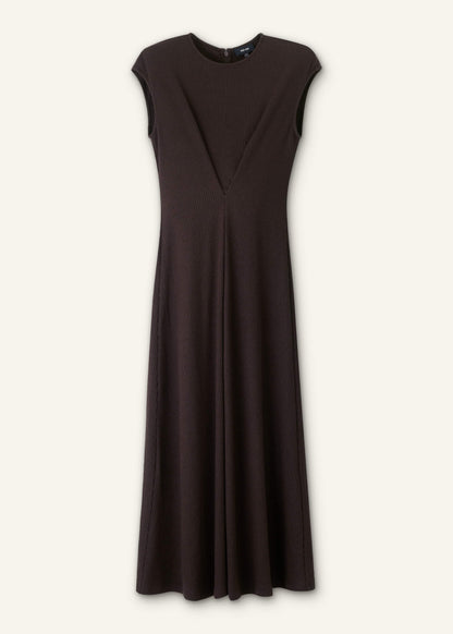 Brown Draped Waist Clever Pleat Maxi Dress | ME+EM Clothing