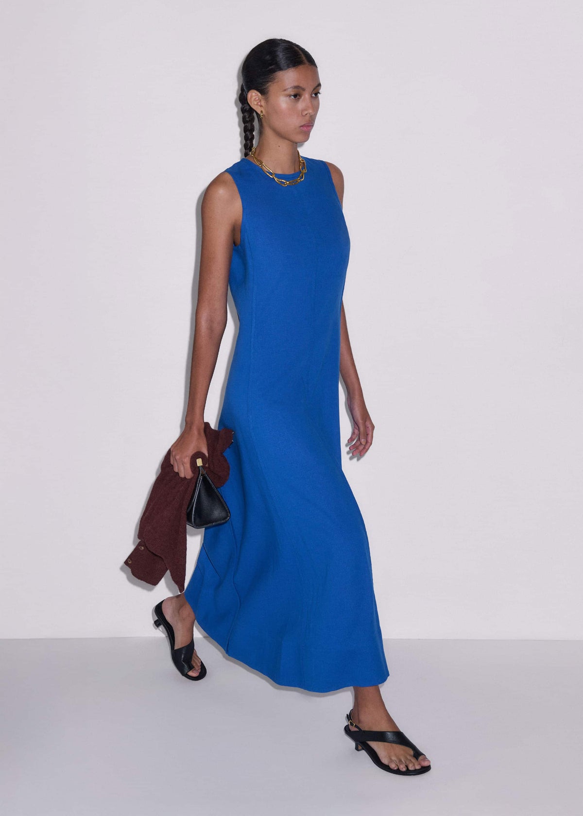 Blue Crease-Less Linen Effortless Maxi Dress | ME+EM Clothing