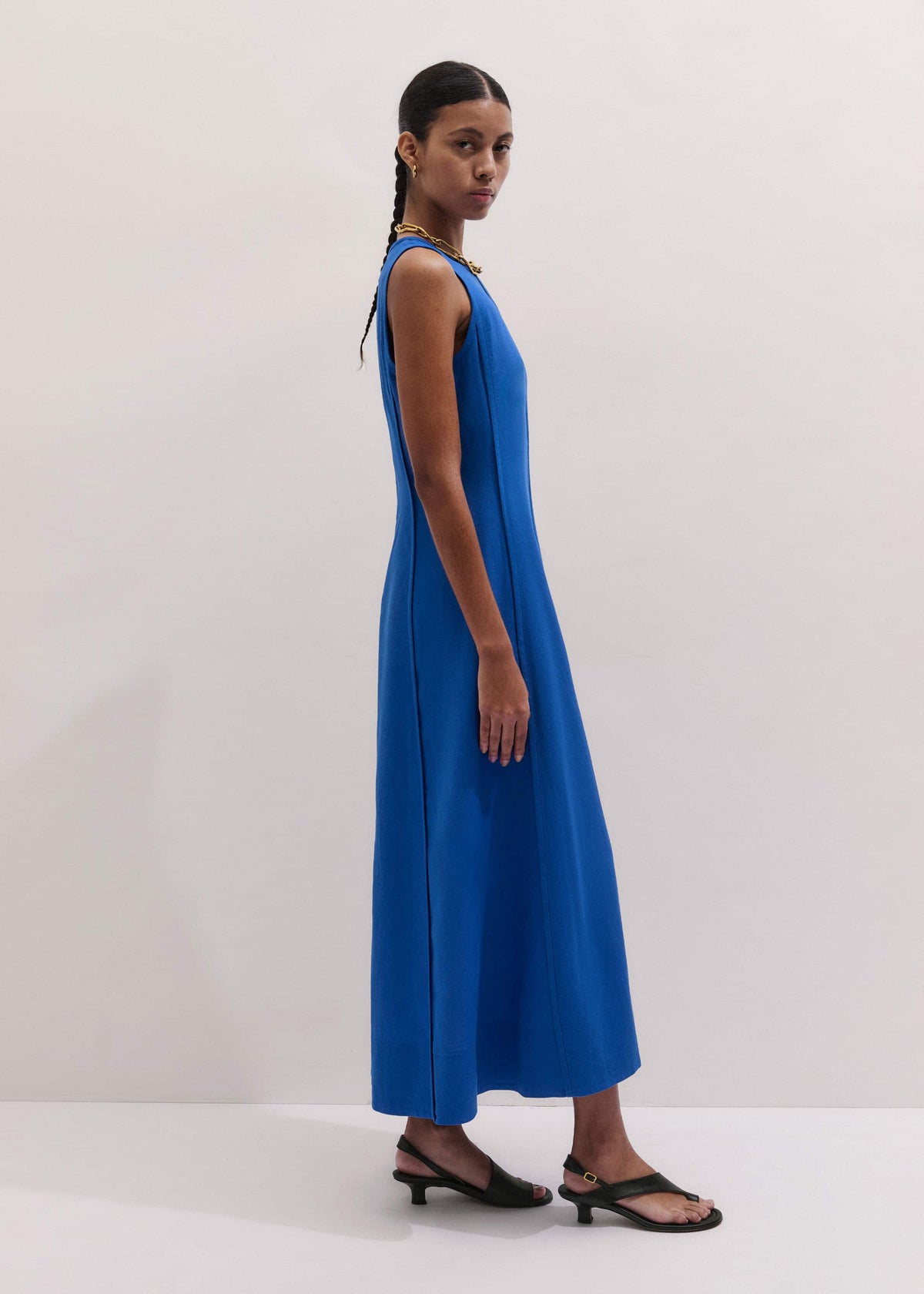 Blue Crease-Less Linen Effortless Maxi Dress | ME+EM Clothing