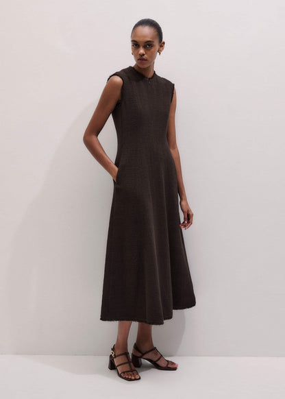 Brown Desk-To-Dinner Fit And Flare Maxi Dress | ME+EM Clothing