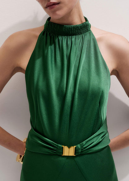 Green Beautifully Draped Full-Length Dress | ME+EM Clothing
