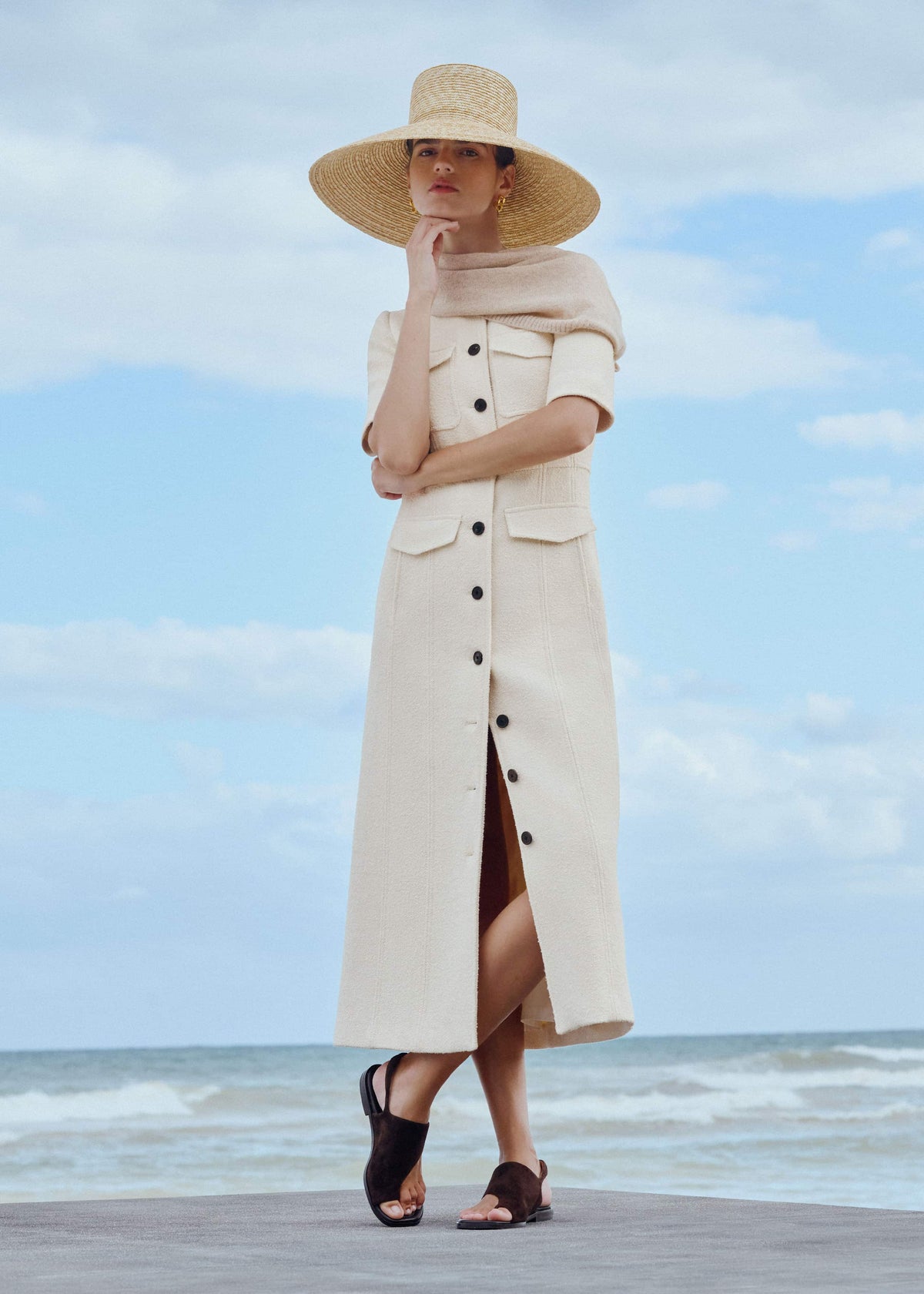 Cream Button Front Maxi Dress | ME+EM Clothing
