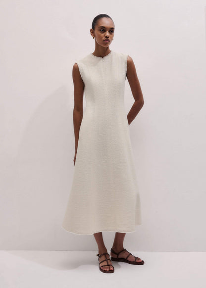 Cream Desk-To-Dinner Fit And Flare Maxi Dress | ME+EM Clothing