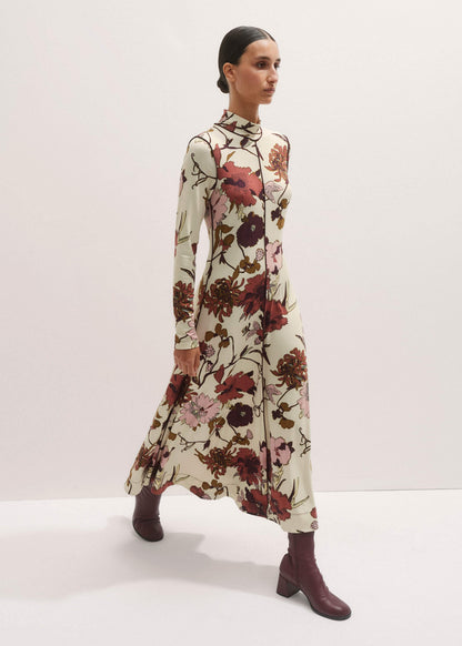Cream High Neck Jersey Maxi Dress | ME+EM Clothing