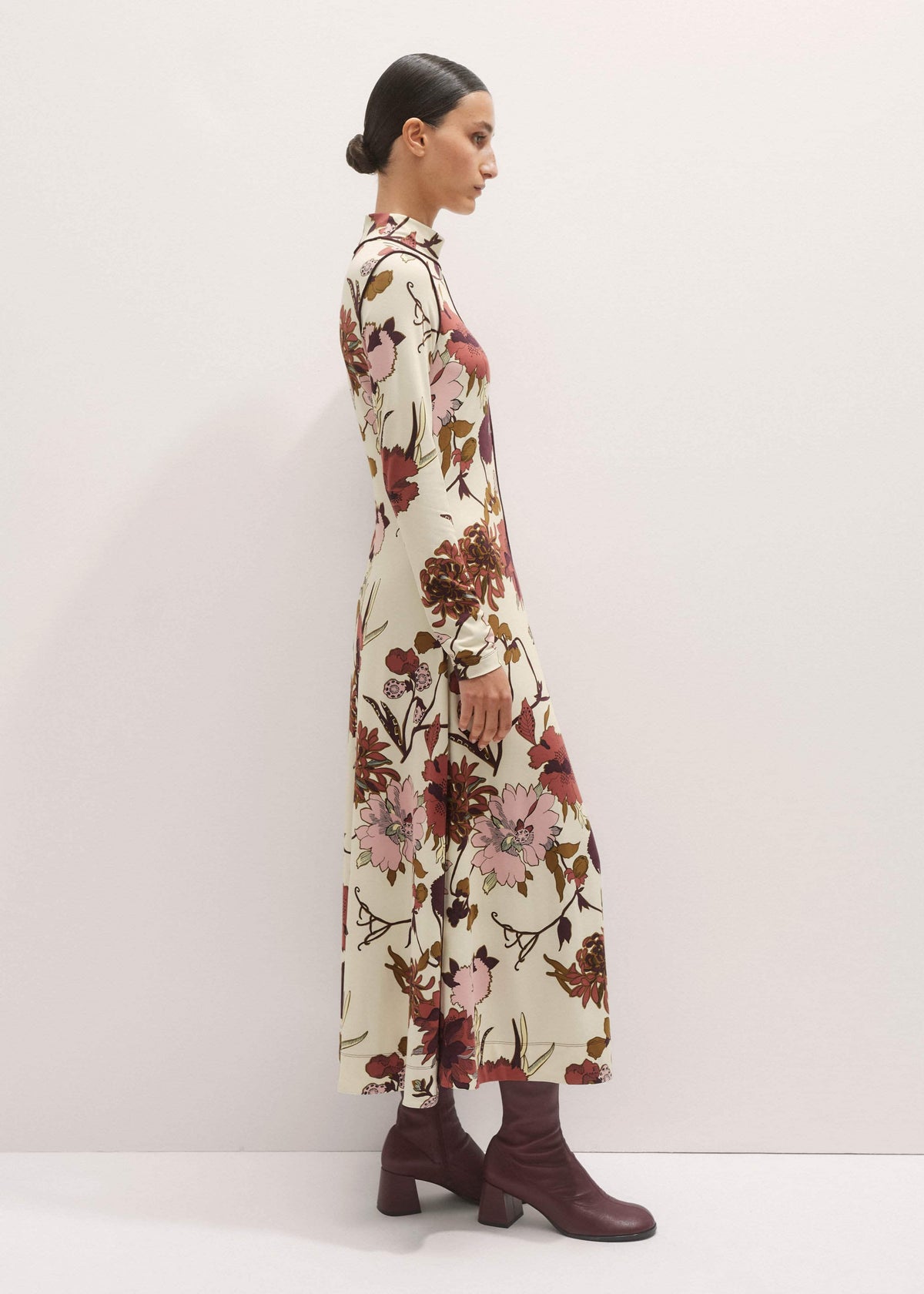 Cream High Neck Jersey Maxi Dress | ME+EM Clothing