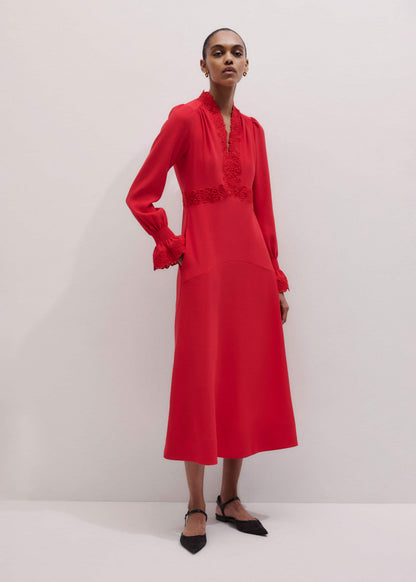 Red Fit + Flare Lace Detail Maxi Dress | ME+EM Clothing