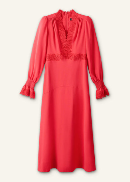 Red Fit + Flare Lace Detail Maxi Dress | ME+EM Clothing