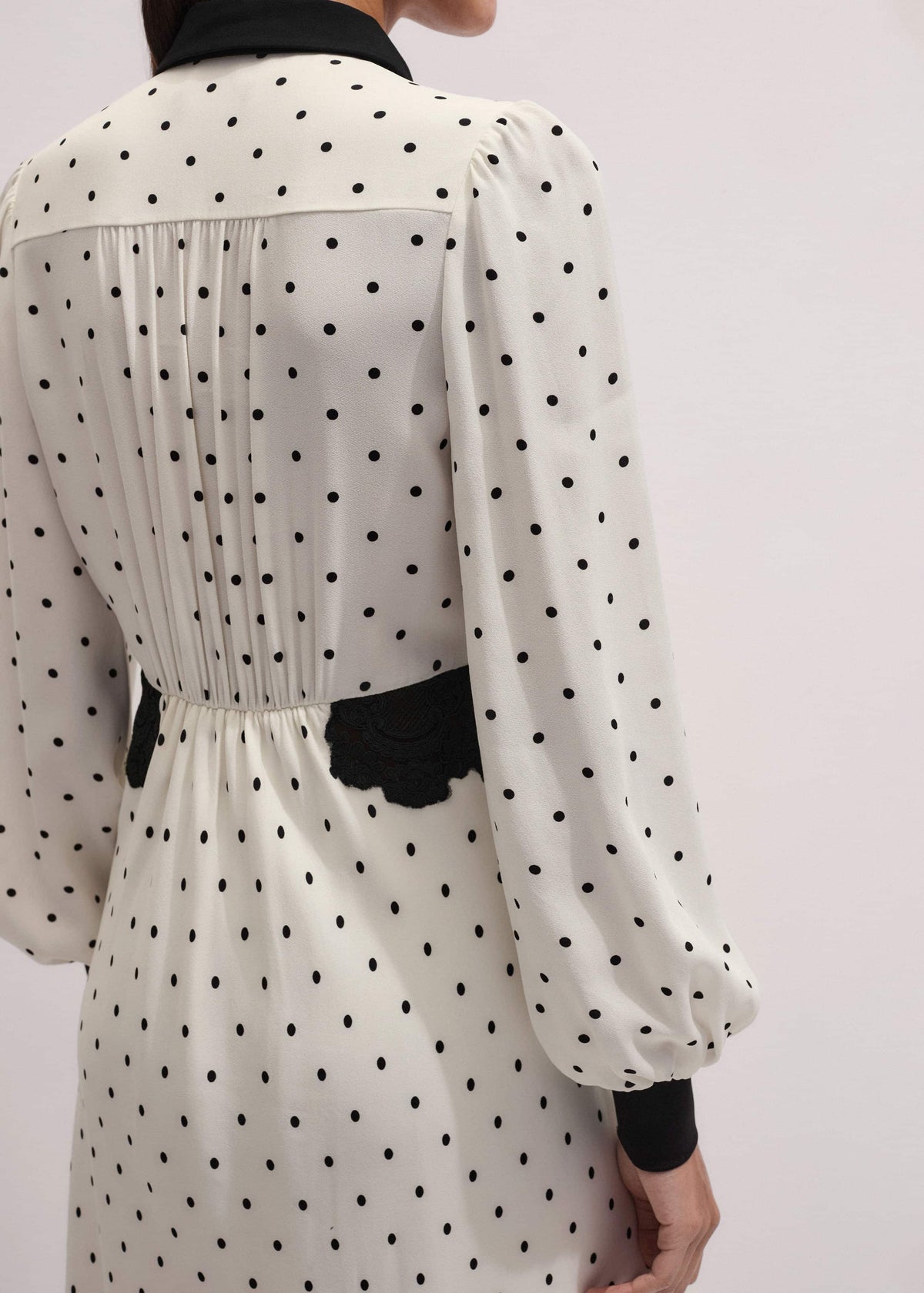 Cream Winter Polka Dot Lace Trim Maxi Dress | ME+EM Clothing