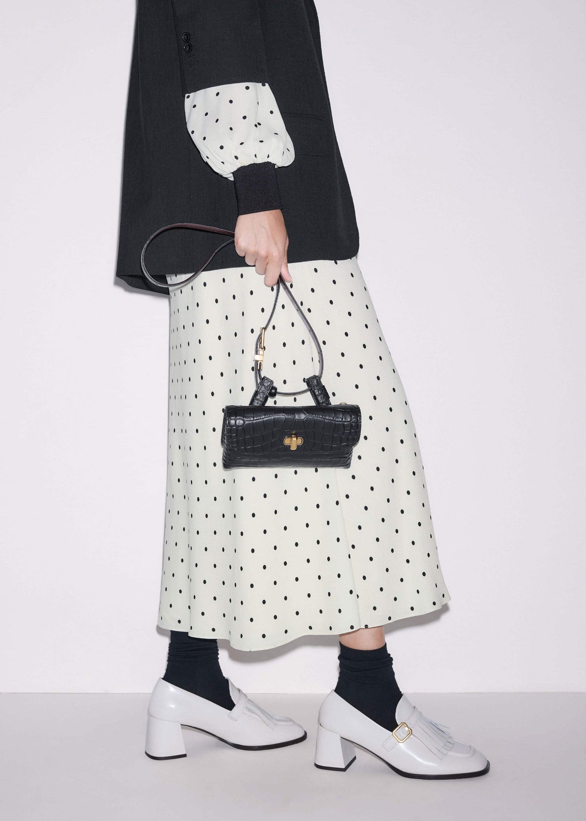 Cream Winter Polka Dot Lace Trim Maxi Dress | ME+EM Clothing