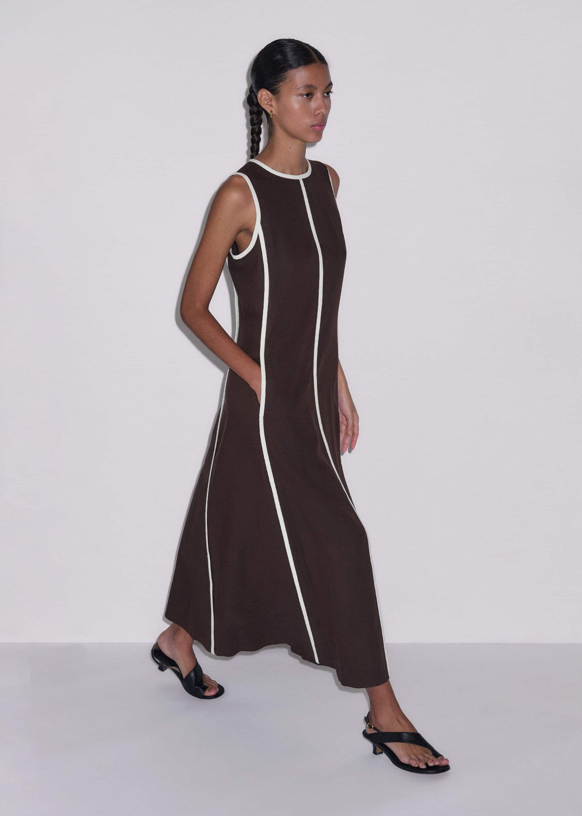 Brown Crease-Less Linen Effortless Maxi Dress | ME+EM Clothing