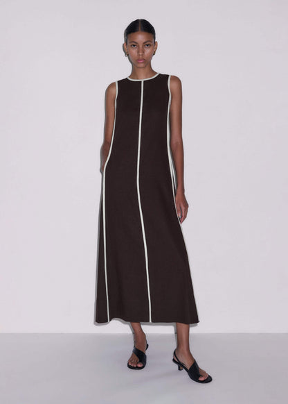 Brown Crease-Less Linen Effortless Maxi Dress | ME+EM Clothing