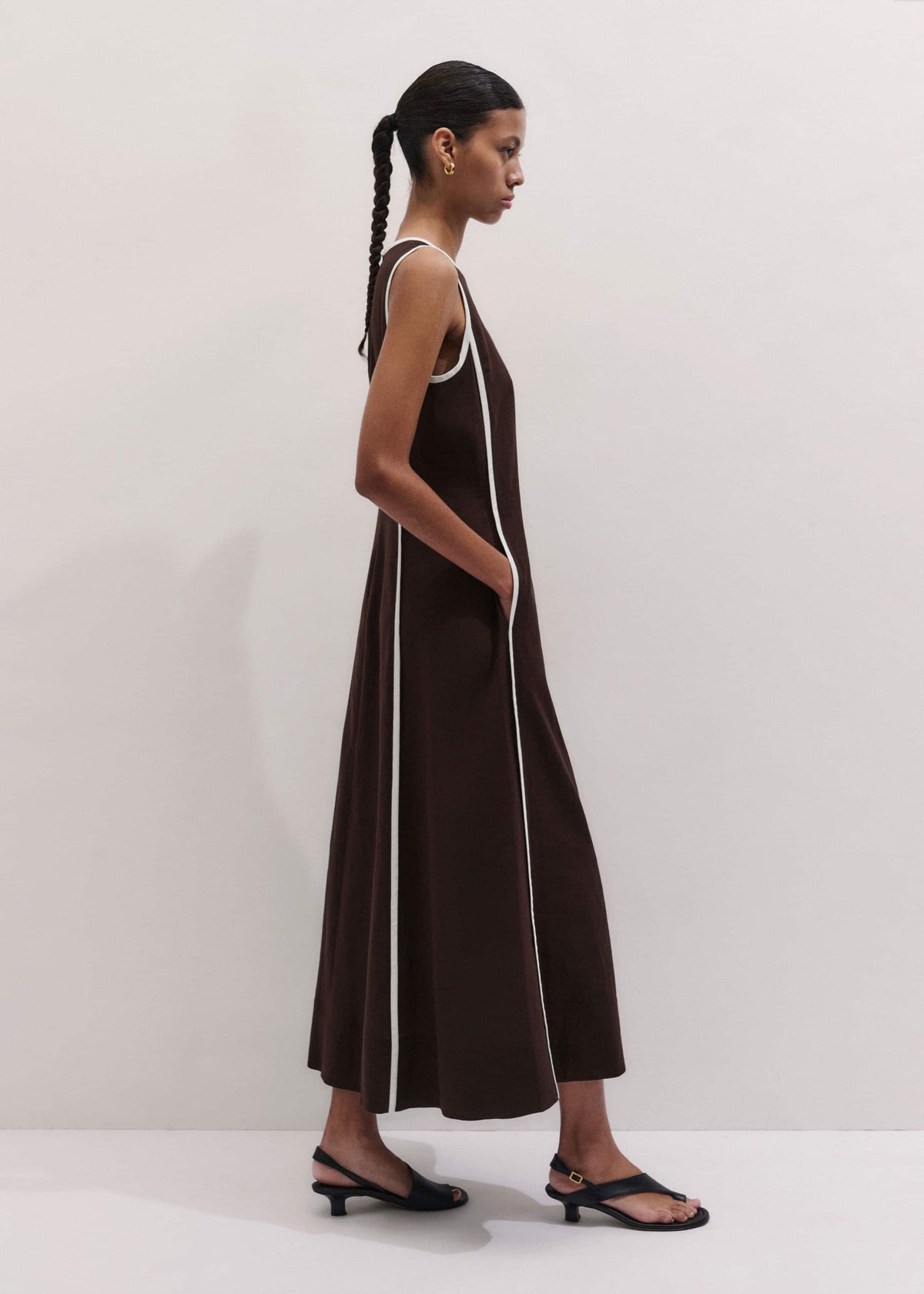 Brown Crease-Less Linen Effortless Maxi Dress | ME+EM Clothing